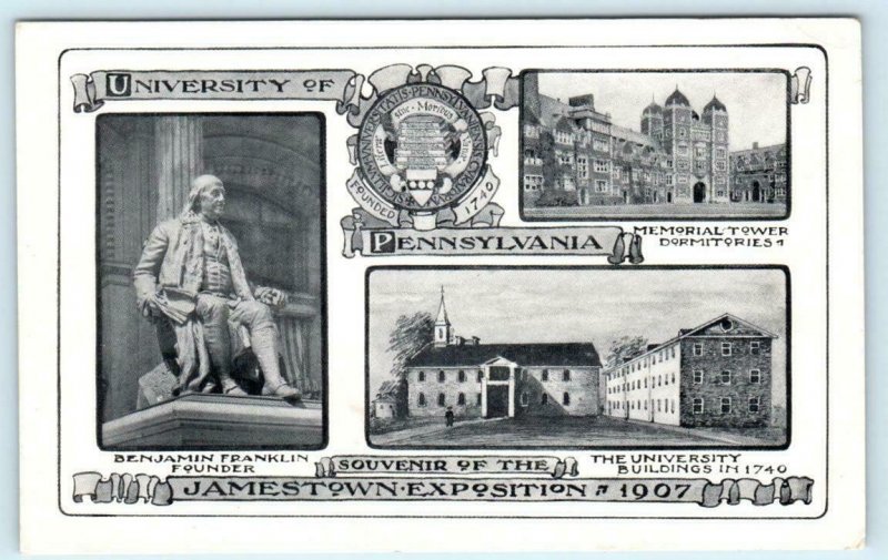 1907 JAMESTOWN EXPOSITON Souvenir Views UNIVERSITY OF PENNSYLVANIA Postcard