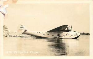 1940s RPPC Postcard original California Clipper Airplane NC18602 Pan Am Unposted