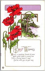 Common Poppy Red Flowers Best Wishes Greetings For A Friend Postcard