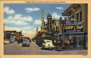 Las Vegas Nevada NV Classic Cars Turf Club Street Scene Linen Vintage Postcard