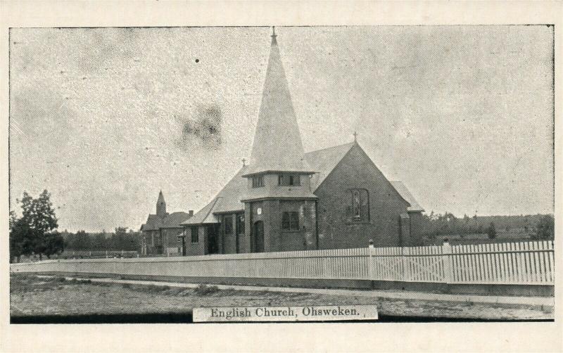 OHSWEKEN ONTARIO CANADA ENGLISH CHURCH ANTIQUE POSTCARD