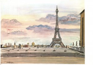 Postcard Yves Brayer La Tour Eiffel Vue Du Palais De Chaillot