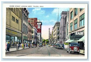 1936 Adams Street Looking West, Toledo Ohio OH Unposted Vintage Postcard 