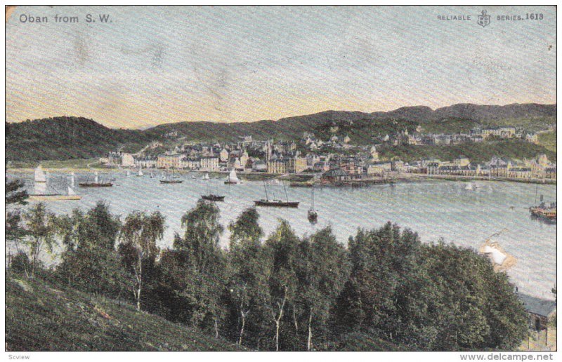 OBAN, Scotland, PU-1906; Oban From S.W., Sail Boats