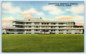 COFFEYVILLE, Kansas KS ~ MEMORIAL HOSPITAL c1940s Montgomery County Postcard