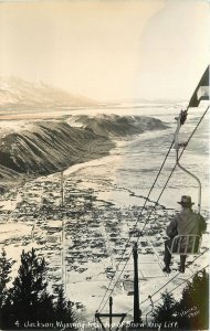 Postcard RPPC Wyoming Jackson Snow King Lift Haines 23-8160