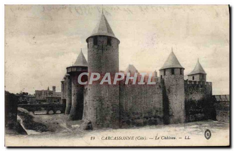 Old Postcard Carcassonne castle