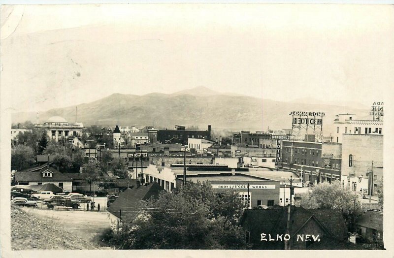 Postcard RPPC 1950 Nevada Elko Birdseye View NV24-4940