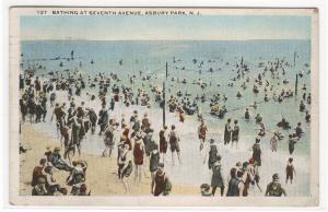 Bathing Beach Seventh Avenue Asbury Park New Jersey 1920 postcard