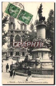 Old Postcard Marseille Church of Reforms and Monument Mobile