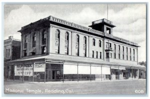 c1910's Masonic Temple Building Roadside Redding California CA Antique Postcard