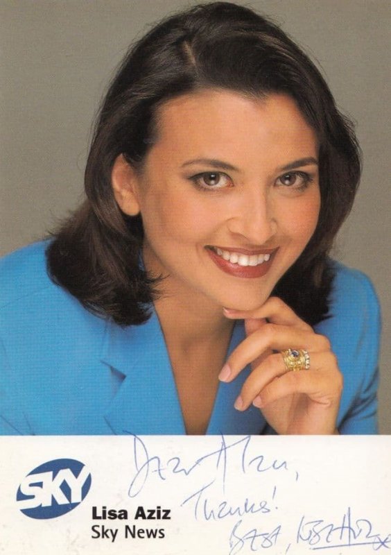 Lisa Aziz Sky News Reader TV Newsreader Hand Signed Photo & Reverse Message