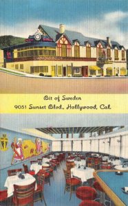 HOLLYWOOD, California CA    BIT OF SWEDEN RESTAURANT  Roadside ca1950's Postcard