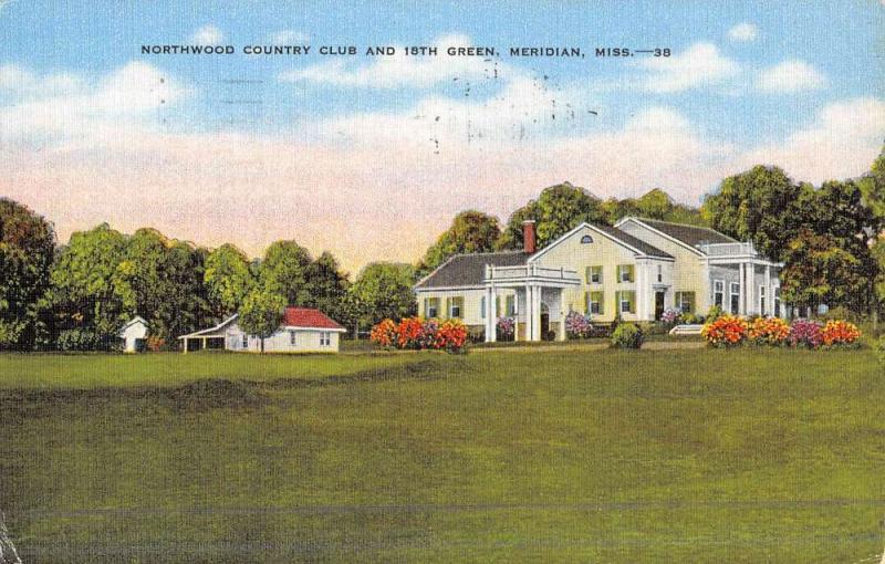 Meridian Mississippi Northwood Country Club Antique Postcard K47074 
