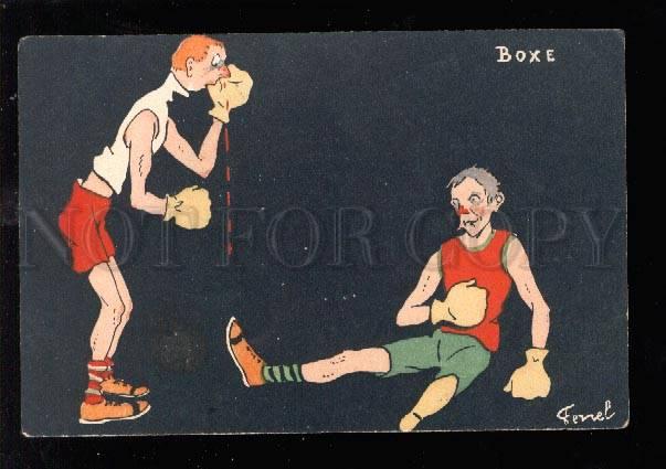 029337 BOXING Boxer in Fight on ring by FERNEL Vintage PC