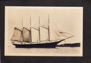 ME Maine ? Tall Ship  Schooner Sailing Real Photo RPPC RP Postcard