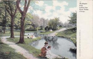 Illinois Chicago Washington Park Looking From Rustic Bridge 1908