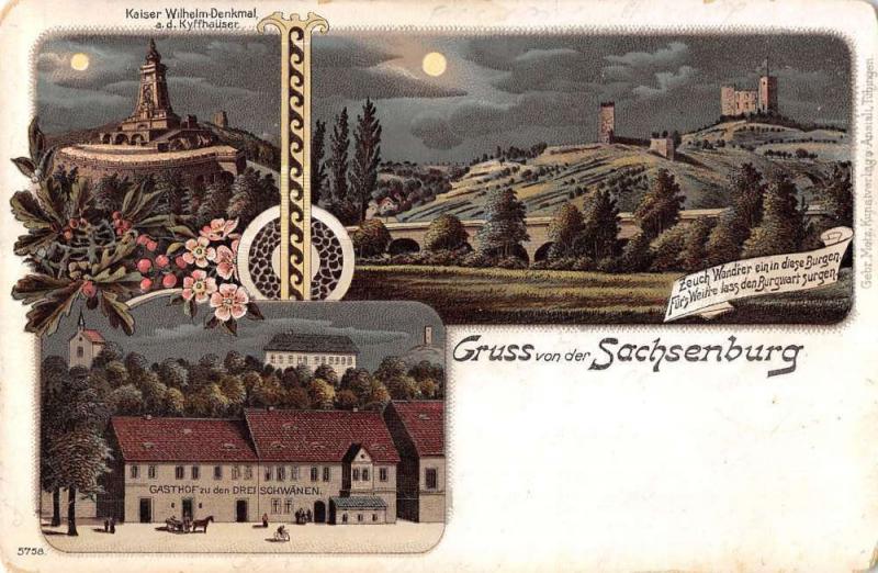 Sachsenburg Austria Multiview Scenic At Night Antique Postcard K18881