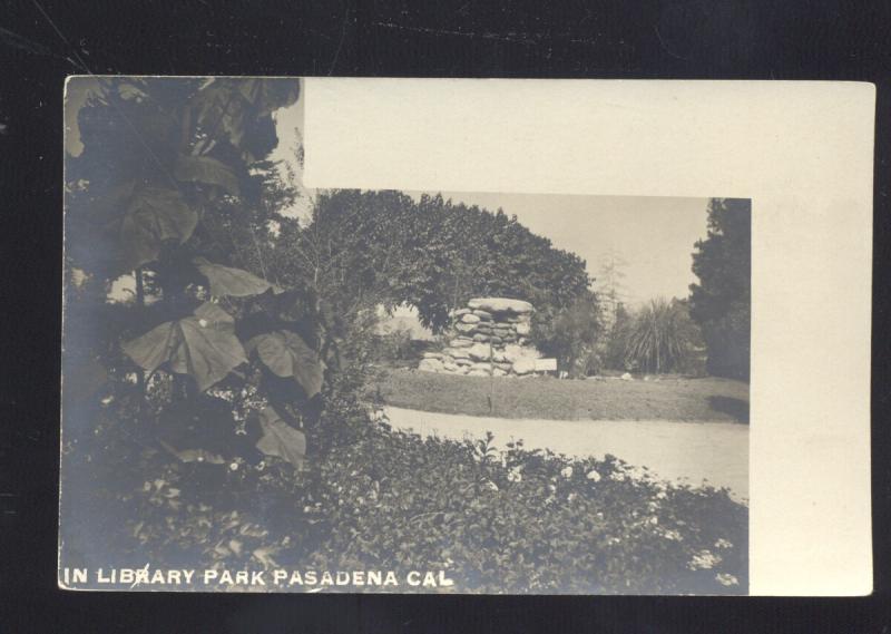 RPPC PASADENA CALIFORNIA IN LIBRARY PARK VINTAGE REAL PHOTO POSTCARD 1906