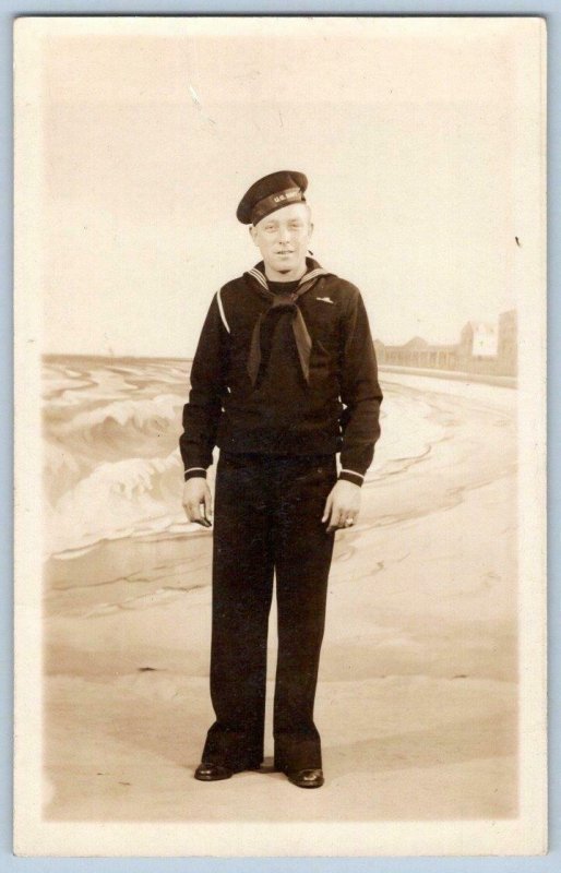 WWII ERA RPPC US NAVY SAILOR*MY BABY ROSE FROM A SAILOR WITH OCEAN OF LOVE EDDIE