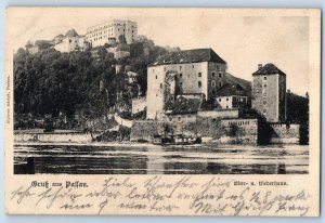 Lower Bavaria Germany Postcard Greetings from Passau Upper Lower House 1900