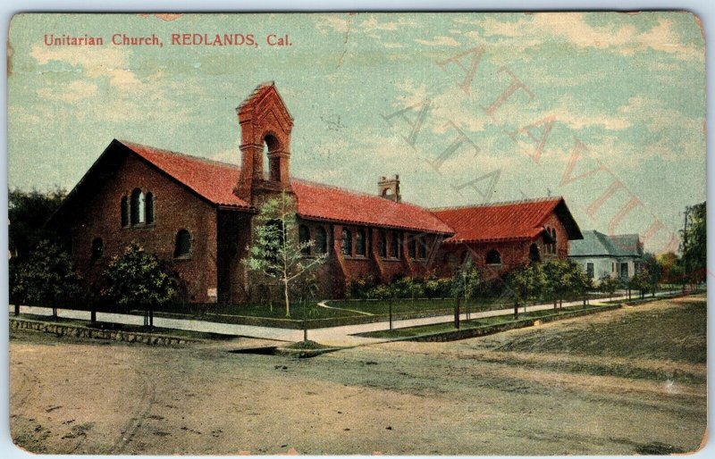 c1910s Redlands, CA Unitarian Christian Church Postcard San Bernardino Cal A170