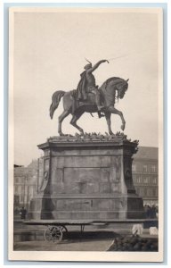 Croatia Postcard Horse Soldier with Sword Monument c1950's Unposted RPPC Photo