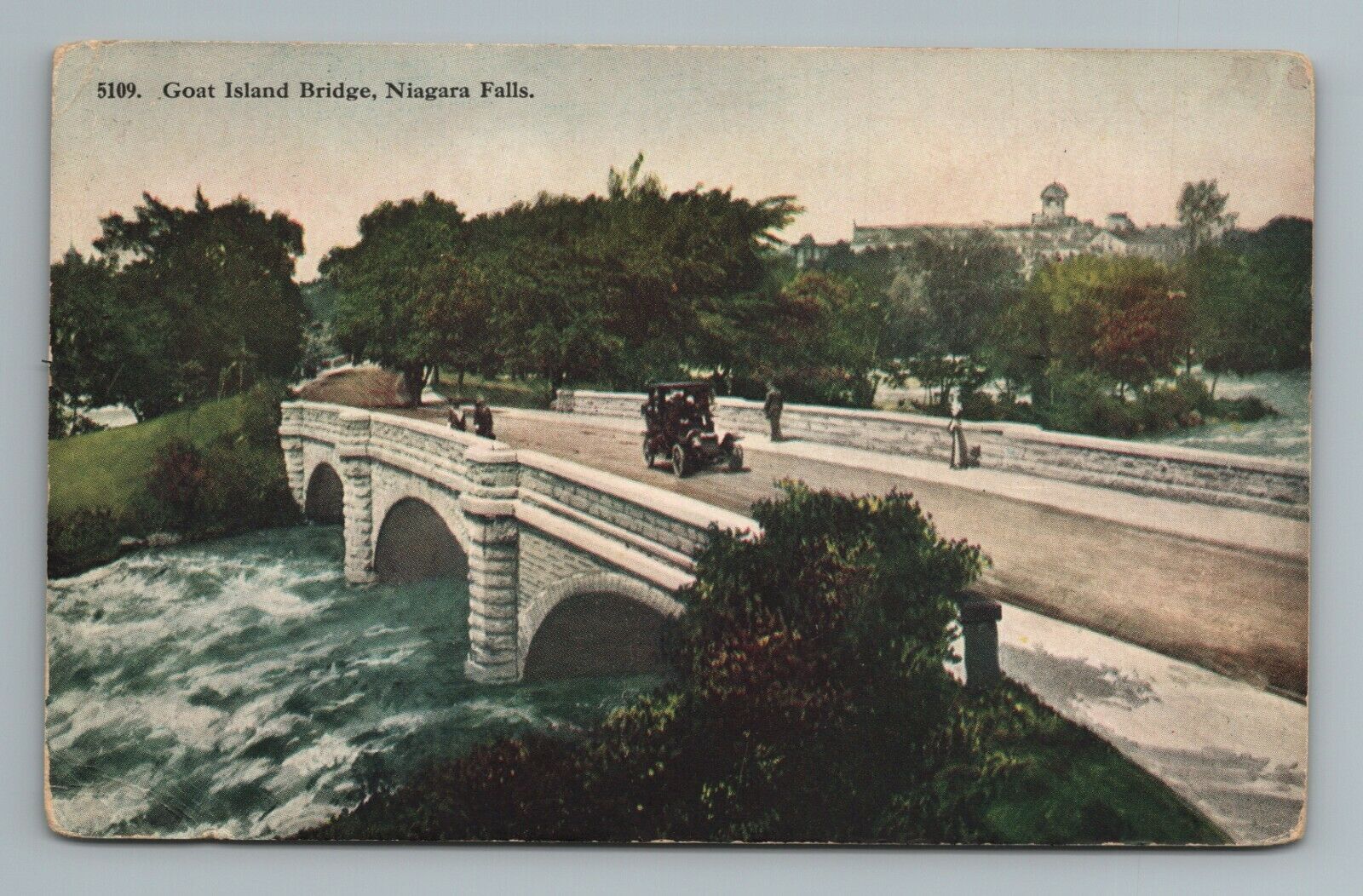 Goat Island Bridge Car Niagara Falls New York Vintage Postcard United