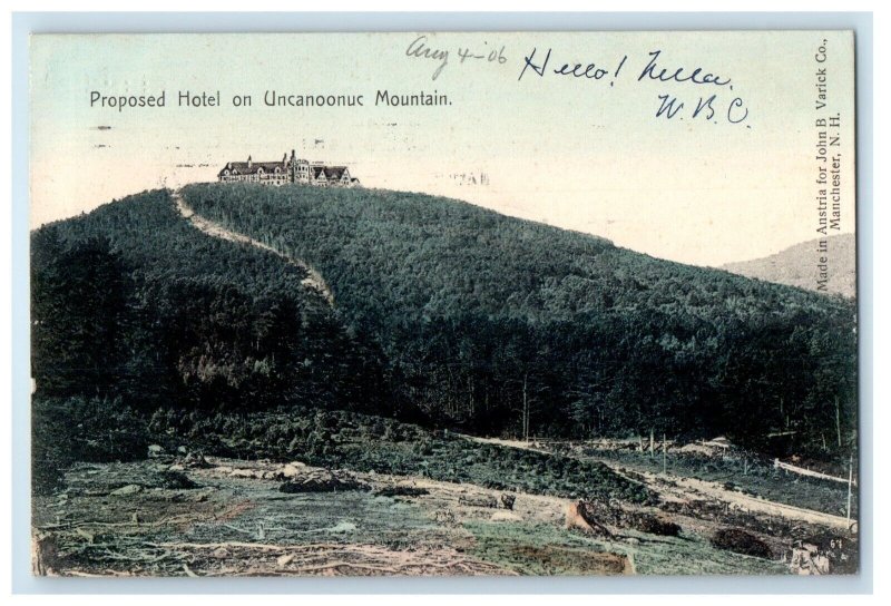 1905 Proposed Hotel on Uncanoonuc Mountain Manchester New Hampshire NH Postcard
