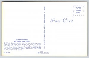 State Maps~Massachusetts~Capital Boston~Cape Cod~Golf~Fishing~Vintage Postcard