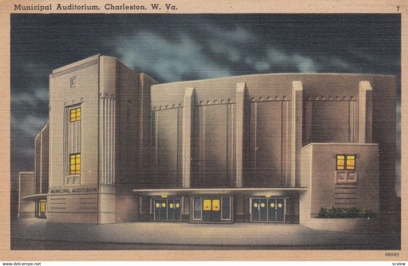 CHARLESTON , West Virginia , 1930-40s ; Municipal Auditorium at night