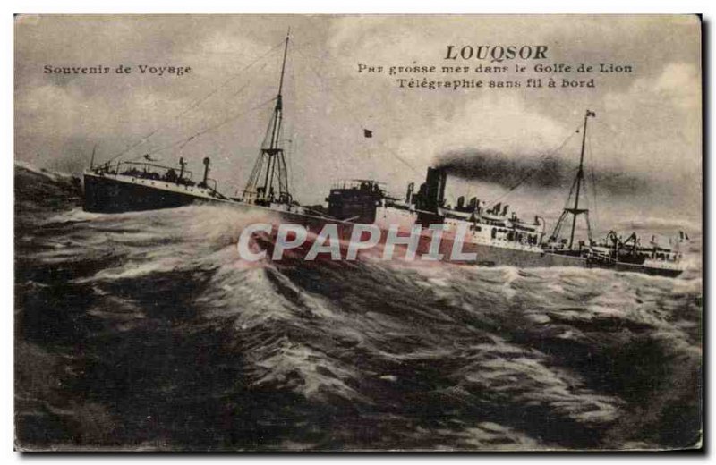 Old Postcard Luxor in the Gulf of Lion Telegraphe wireless on board (ship)