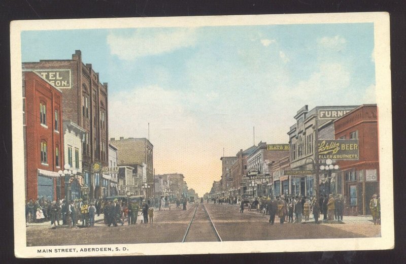 ABERDEEN SOUTH DAKOTA DOWNTOWN MAIN STREET SCENE VINTAGE POSTCARD