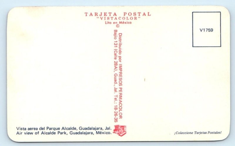 Aerial view of Parque Alcade - Guadalajara MEXICO Postcard