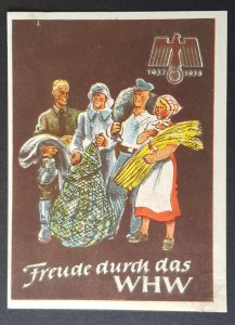 GERMANY THIRD 3RD REICH ORIGINAL PROPAGANDA LABEL WINTER RELIEF FUND 1937/38