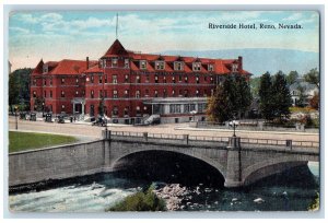 Reno Nevada NV Postcard Riverside Hotel Building Exterior c1920's Antique Bridge