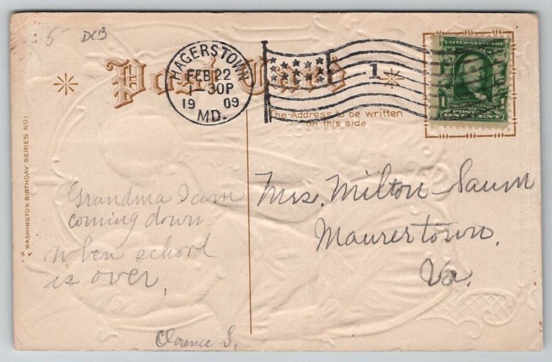 George Washington In Private Life With Martha 1909 Emb Postcard E37