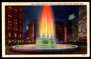 Michigan DETROIT Edison Memorial Fountain, Grand Circus Park pm1946 - Linen