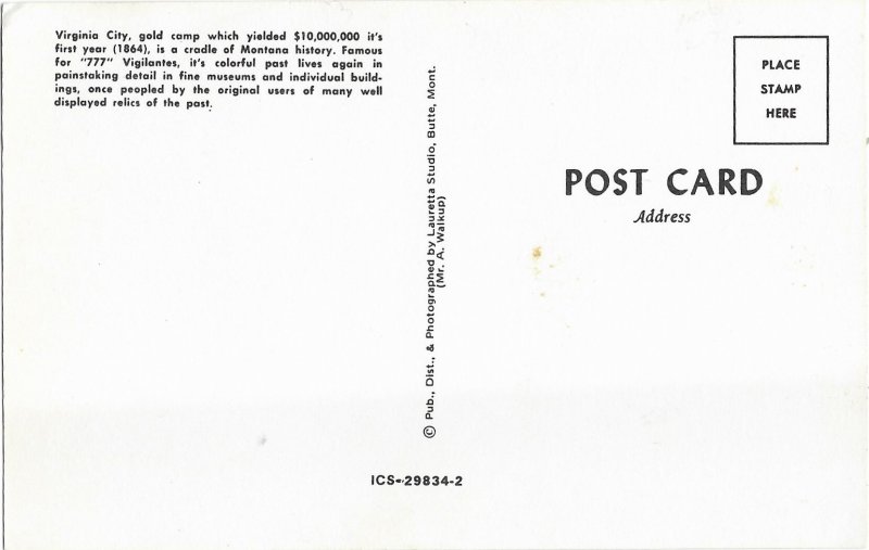 Virginia City Gold Mining Camp Montana