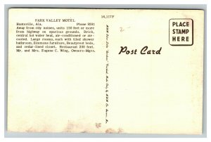 Vintage 1930's Advertising Postcard Park Valley Motel US 231 Huntsville Alabama