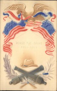 Civil War Eagle Cannons Airbrushed Embossed Postcard c1910