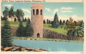 Vintage Postcard 1920's Carillon Tower Longwood Gardens Wilmington Delaware DE