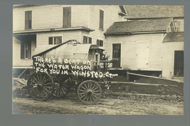 Winsted CONNECTICUT RPPC c1919 DELIVERY WAGON Water Wagon nr Torrington  