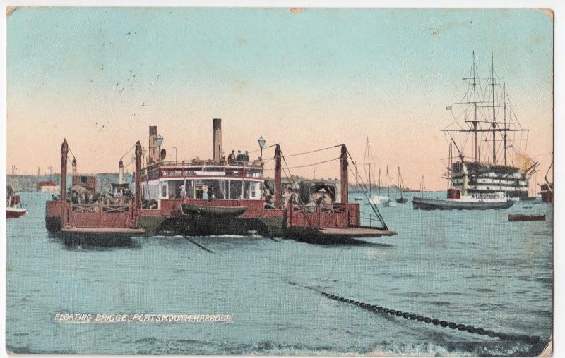 Floating Bridge, Portsmouth Harbour PPC, 1907 Local PMK  