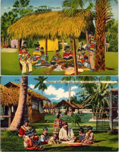 Lot of 2 Seminole Native American Indian Village Everglades Florida Postcards