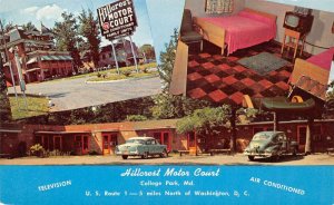 College Park Maryland Hillcrest Motor Court Vintage Postcard AA94423