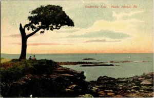 Unbrella Tree Peaks Island Me Ocean Sunset WOB 1c Franklin Stamp Trefethen PM 