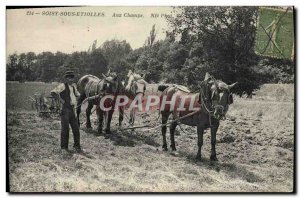 Old Postcard Soisy Sous Etiolles Aux Champs Hitch Horses Labor Laborage TOP