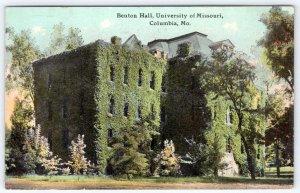 1912 BENTON HALL UNIVERSITY of MISSOURI COLUMBIA MO ANTIQUE POSTCARD