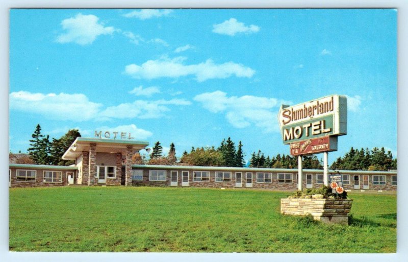 AULAC, New Brunswick, Canada ~ Roadside SLUMBERLAND MOTEL  c1960s  Postcard